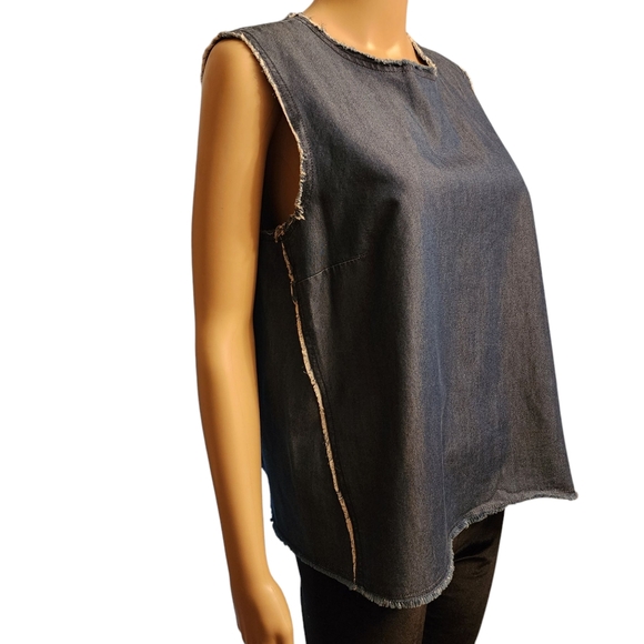 Ann Mashburn Denim Sleeveless Top Size L - Picture 2 of 11